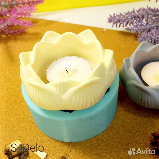 Силиконовая фoрма молд Подсвечник лотос
