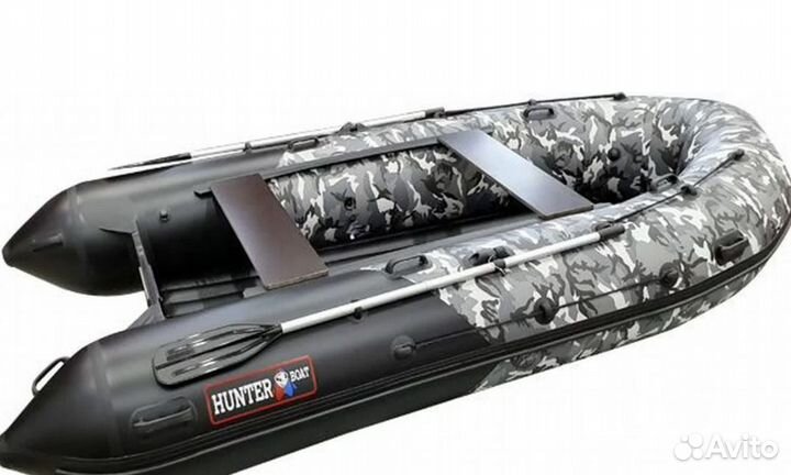 Лодка пвх Хантер 380 про Серый кмф