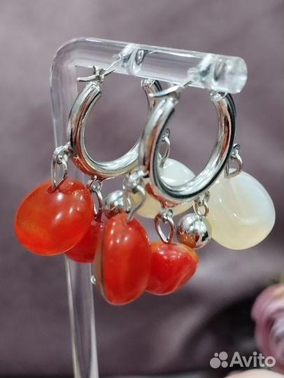 Серьги с натуральным камнем