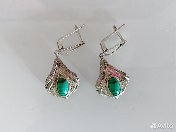 Серьги с малахитом СССР