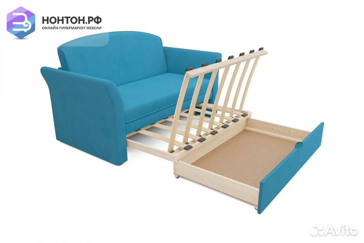 Диван выкатной Малютка 2 рогожка синяя