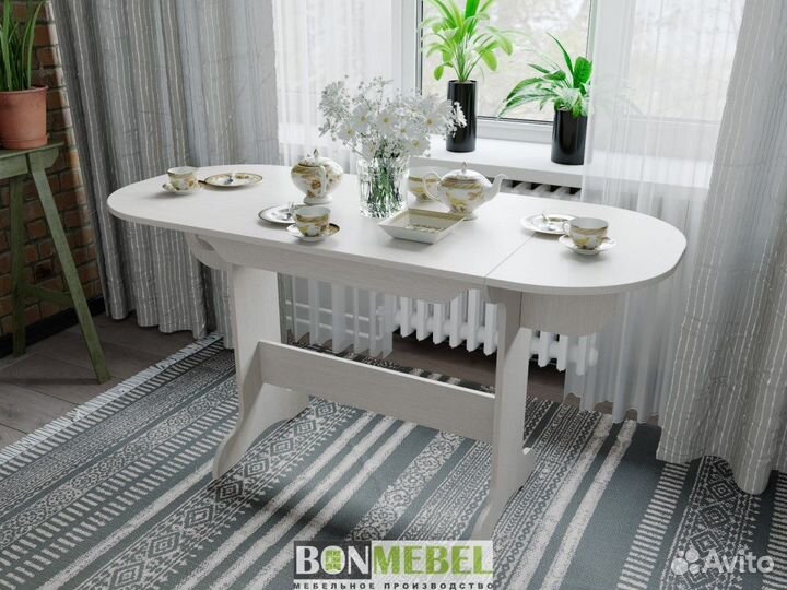 Стол обеденный раскладной Белый