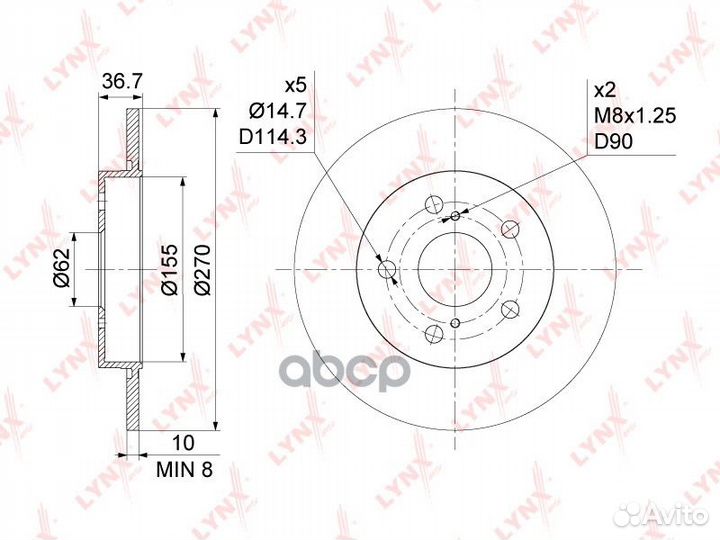 Диск тормозной зад 7,432 BN1144 lynxauto