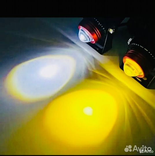 Линзованные птф белый с желтим светом