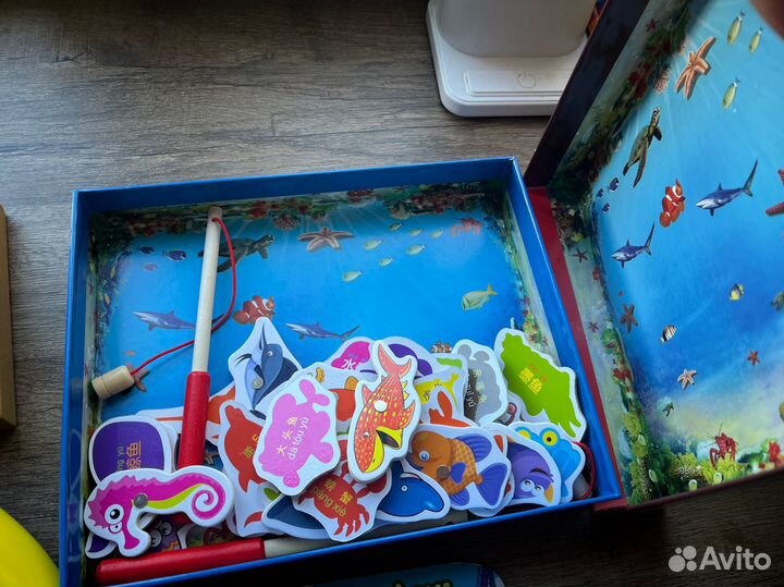 Игрушки: рыбалка, лабиринт, игровой руль