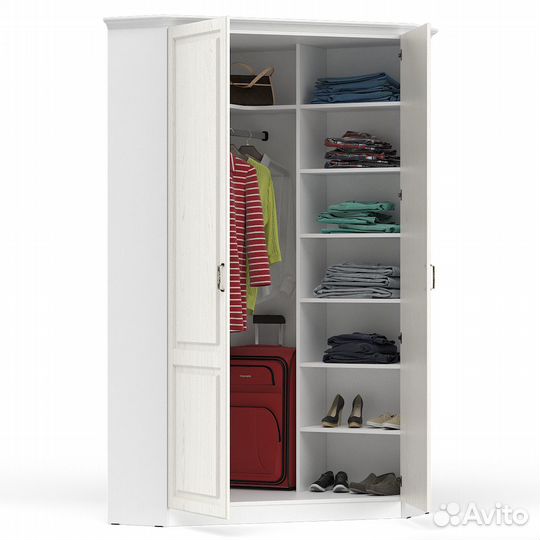 Шкаф с карнизом угловой для одежды Ливерпуль 13.124 цвет ясень ваниль/белый