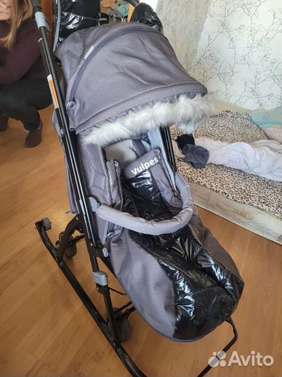 Детские санки коляска с колесами