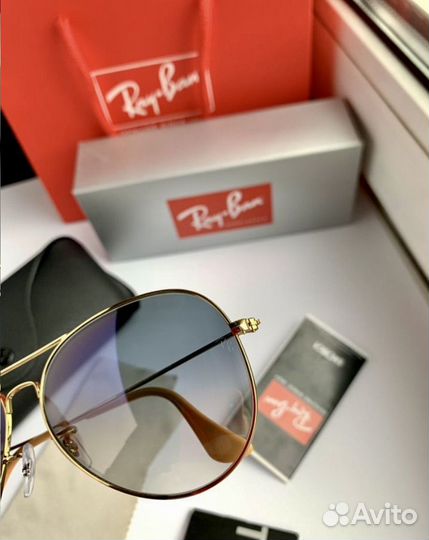 Очки ray ban aviator авиаторы голубые