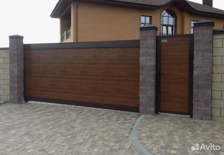 Откатные ворота на гараж профлист 0,7 м гарант
