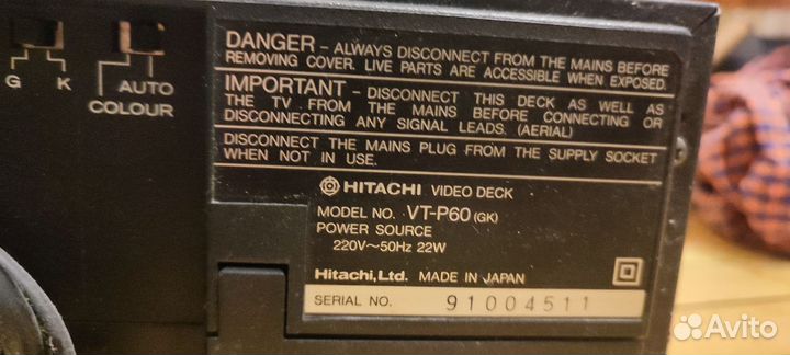 Видеомагнитофон hitachi VT-P60