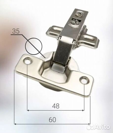 Петля мебельная с доводчиком накладная быстросъемн