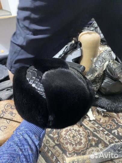 Шапка ушанка мужская норка/питон