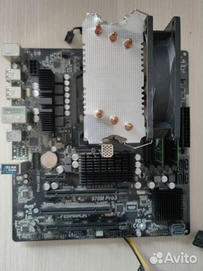 Материнская плата с процессором amd и кулером