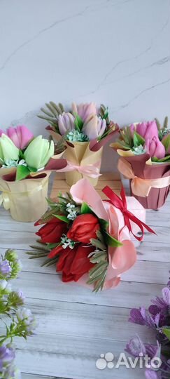 Букетики из мыла. Цветы