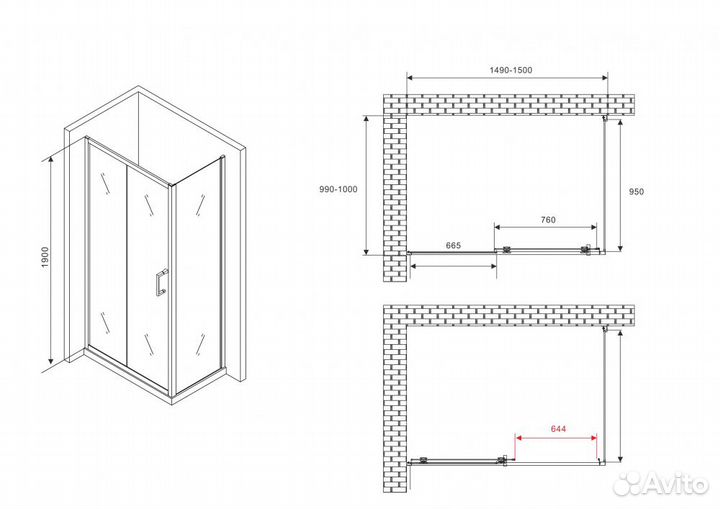 Душевой уголок abber AG301505-S1005