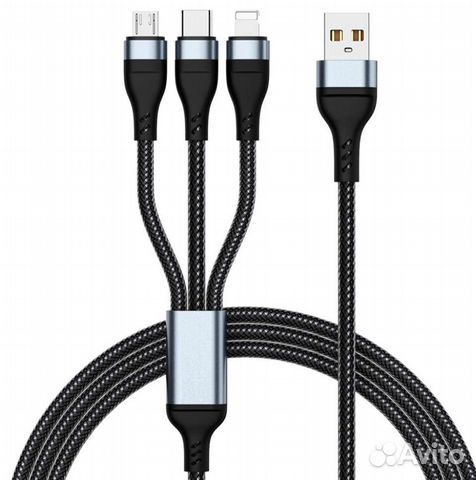 Шнур для зарядки 3 в 1, длиной 1,2 м