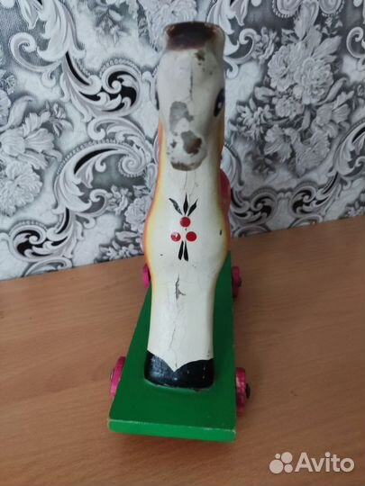 Игрушка СССР Конь Каталка Папье-маше