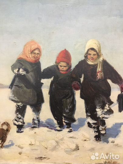 Картина «На прогулке», соцреализм, 1950-е г.г