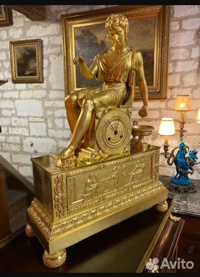 Александр Македонский бронза золото часы антик кам