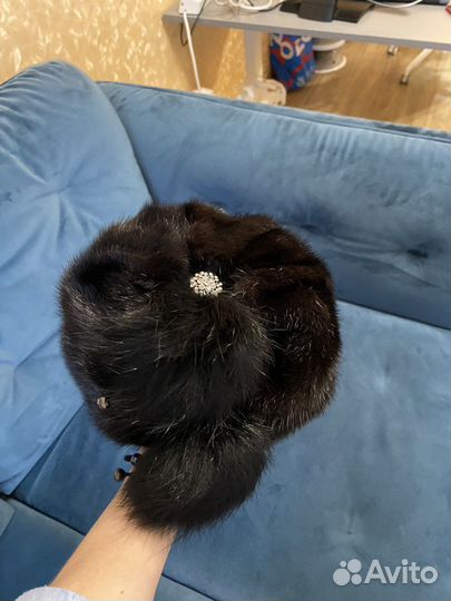 Шапка норковая женская черная