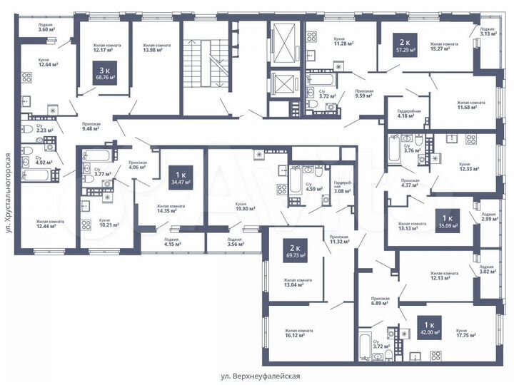 2-к. квартира, 69,7 м², 10/17 эт.