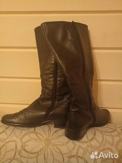 Кожаные демисезонные сапоги