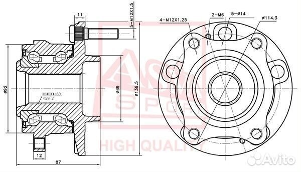 Ступица передняя asva hywhx55F