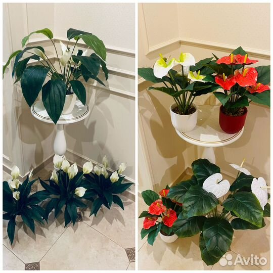 Искусственные цветы растения спатифиллум антуриум