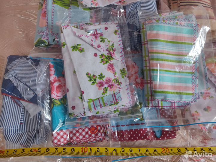 Ткань СССР Лот отрезов Пошив Кукла-оберег Винтаж