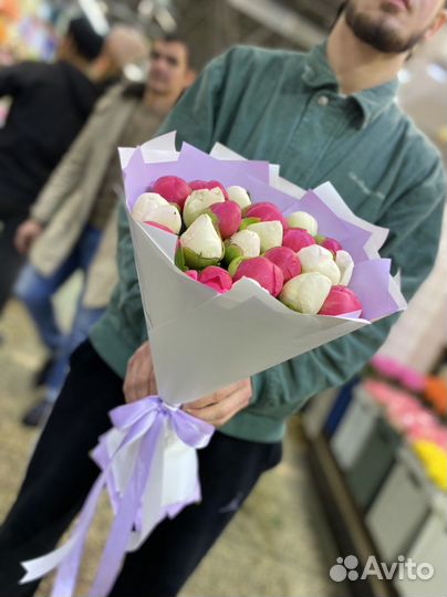 Букет из 21шт пион/ розы/ гипсофила/ букет/ цветы