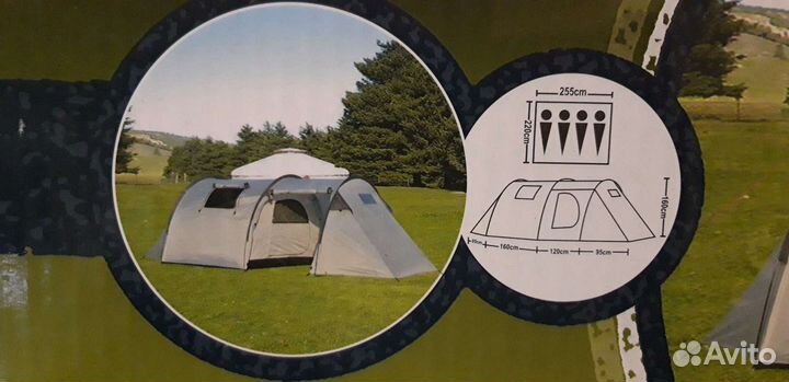Палатка 4 -х местная полубочка с большим тамбуром