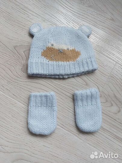 Шапочка и варежки next 3-6 мес