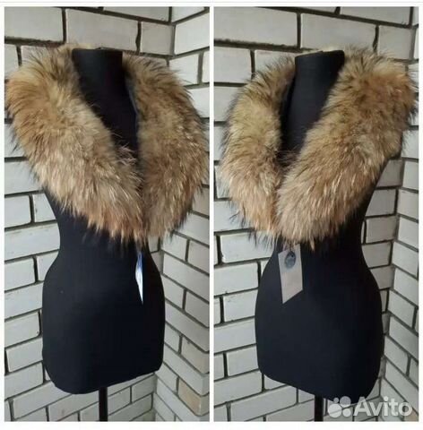 Воротник из натурального меха енота