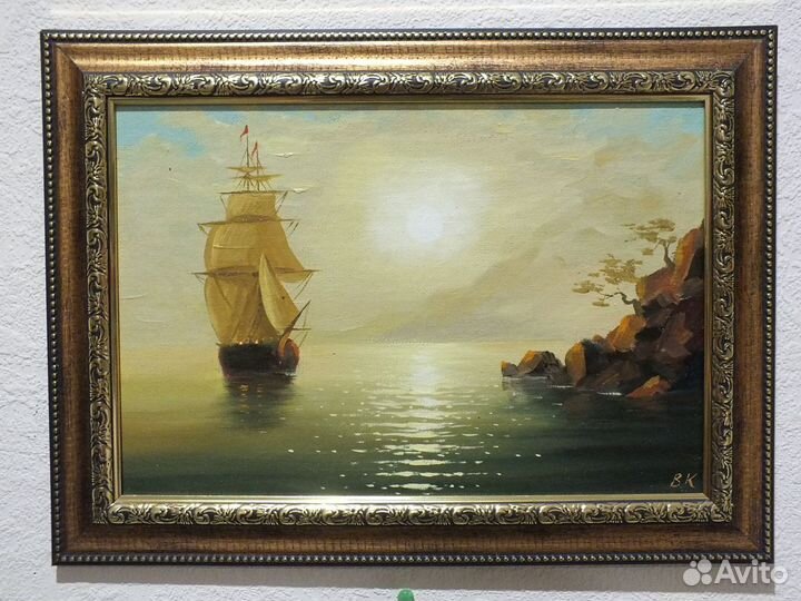 Картины маслом Корабли Море 20х30 см Корзун В.С