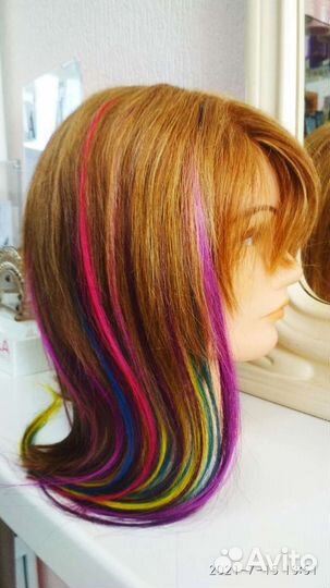 Цветные пряди. Натуральные волосы