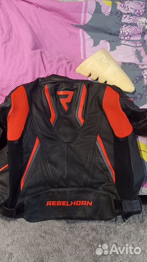 Куртка мотоциклетная кожаная мужская Rebelhorn 48