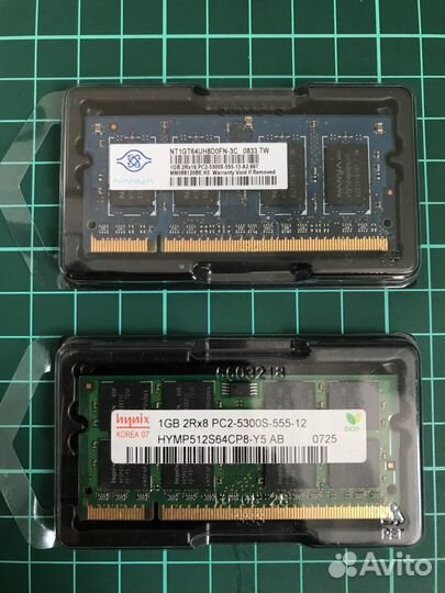 2 шт. Оперативная память SO-dimm 1GB PC2 5300