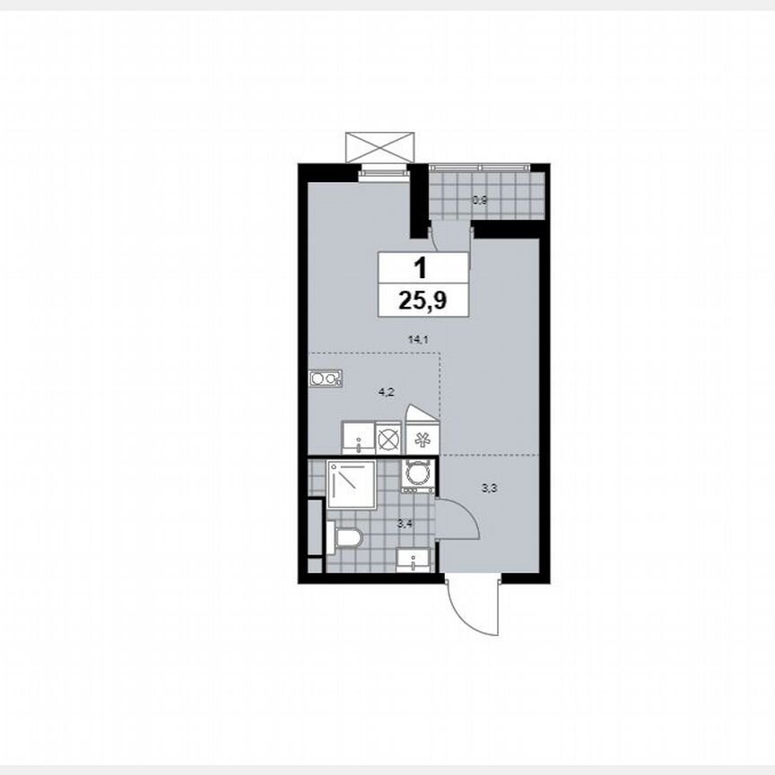 Квартира-студия, 25,9 м², 5/11 эт.