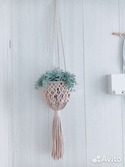 Кашпо подвесное, подвес для кашпо, макраме