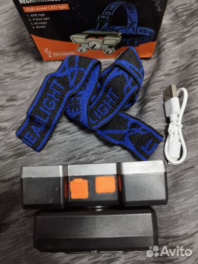 Налобный фонарик аккумуляторный новый