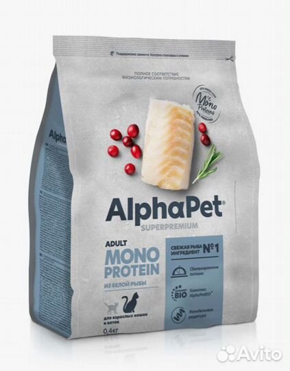 AlphaPet monoprotein корм для кошек 400 гр