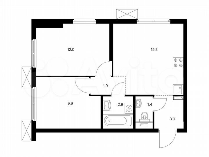 2-к. квартира, 46,4 м², 33/33 эт.