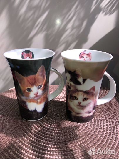 Кружки большие с котиками для чая и латте