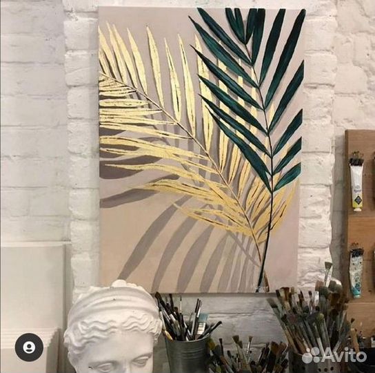 Картины интерьерные с золотой поталью