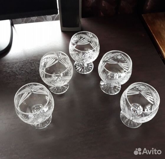 Бокалы объемные хрустальные - 5 шт. СССР