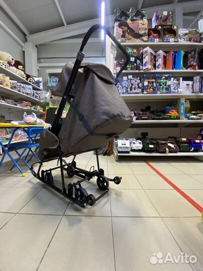 Санки коляска с большими колесами