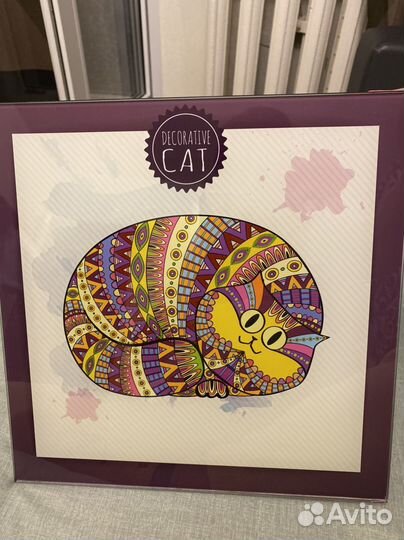 Картина на стекле котик