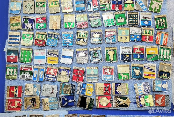 Набор значков Гербы городов СССР. Геральдика