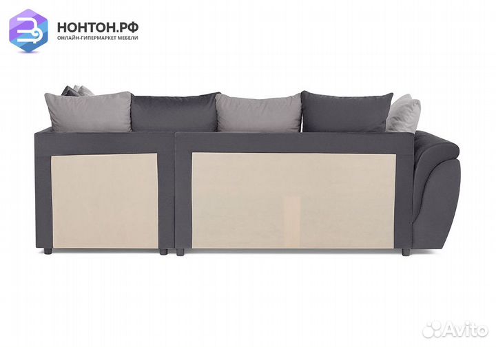 Диван угловой дельфин Стефани темно-серый / серый