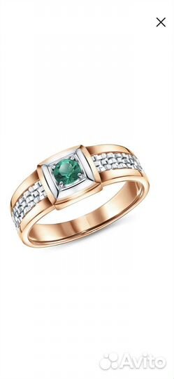 Мужское Золотое кольцо с изумрудом 